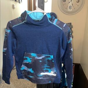 Russell Athletic Navy and Teal Camouflage Kids Hoodie